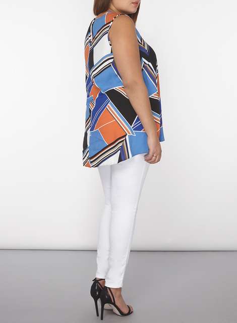 **DP Curve Orange Abstract Built-Up Camisole